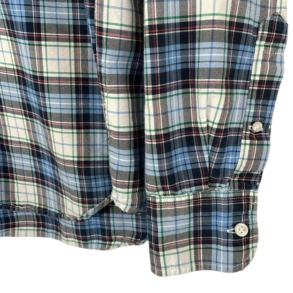 J. Crew Classic‎ fit All-cotton oxford Size XL red/white/blue/green plaid shirt.